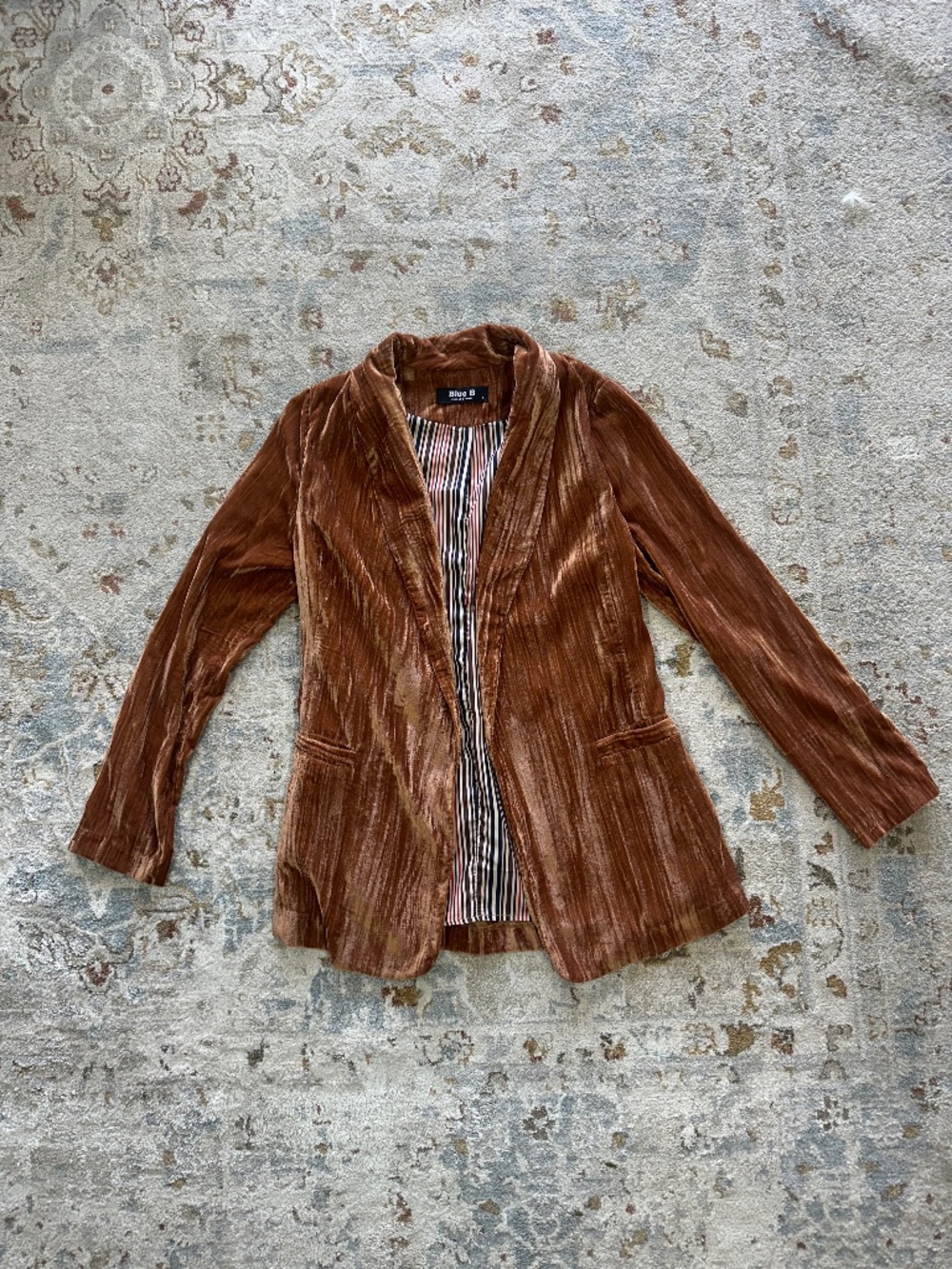 Women's Bronze Brown Velvet Blazer - Size Small